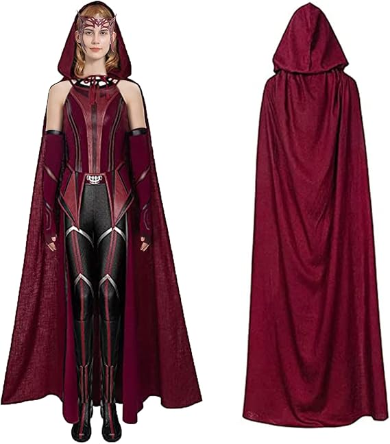 CAFELE Women Cosplay Costume Crown Headpiece Red CloakTop Pants Girdle Gloves Halloween Cosplay Full Set
