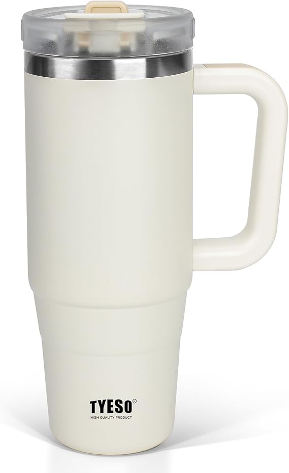 TYESO Tumbler 1.2L Water Bottle, Insulated Stainless Steel Bottle, Water Bottle with Straw, Handle, Jug, Outdoor, Vacuum Insulated Double Structure, Wide Mouth, Large Capacity, Direct Drink, for Girls