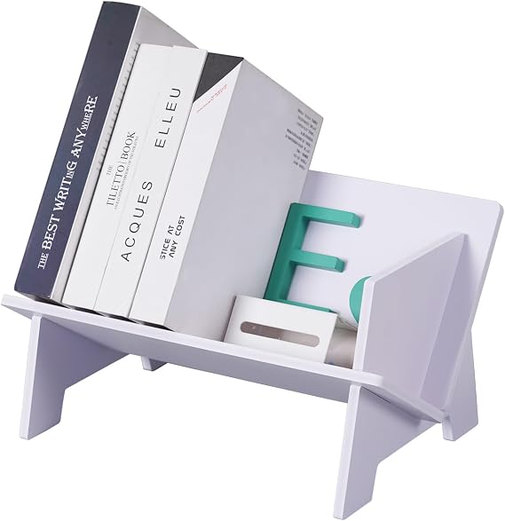 Desktop Small Bookshelf Organizer, Tabletop Mini Bookcase Desk Storage Magazine Holder CD Rack for Office Home
