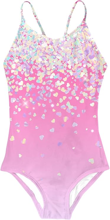 Idgreatim Little Girls One Piece Swimsuits Quick Dry Beach Swimwear Bathing Suit for Beach 3-12 Years