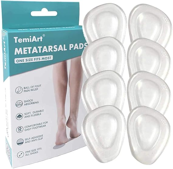 Ball of Foot Cushions Metatarsal Pads for Women Men Soft Gel Insoles Supports Forefoot Cushioning, Pain Relief Morton's Neuroma Foot Pads (4 Pair)