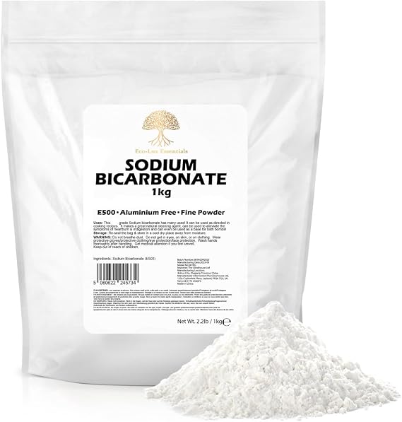 Baking Soda, Sodium Bicarbonate 1kg Pure Baking Soda for Cleaning, Baking, Bath Bombs, Odours and Teeth
