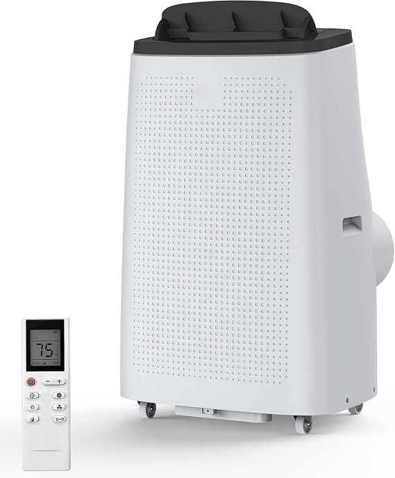 14,000 BTU Portable Air Conditioner Cools Up to 700 Sq.Ft, 3 in-1 Quiet Portable AC Unit with Remote Control & Installation Kits for Large Room, Smart/Sleep Mode, Auto Swing, 24H Timer