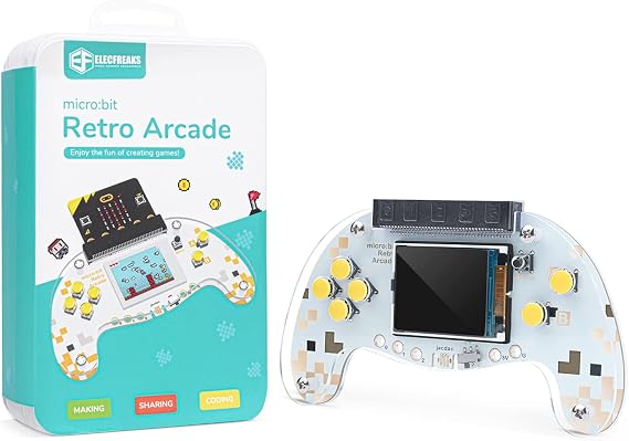 ELECFREAKS microbit Starter kit Retro Makecode Arcade for STEM Education, Micro:bit Joystick Programming Learning Machine Supports Remote Control and Creat Games(Without Micro:bit)