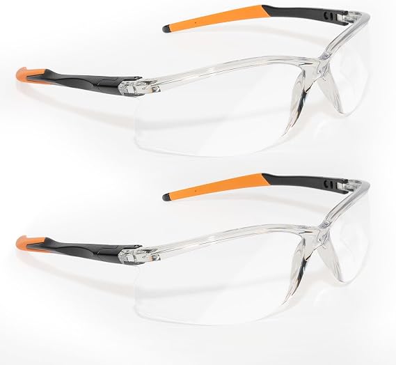 2 Pack VICOGARD Premium Clear Safety Glasses for Men and Women with Anti-Fog and Scratch Resistant Wrap Around Lenses ANSI Z87 Certified Protective Eyewear with 100% UV Shielding and Anti-Slip Tip