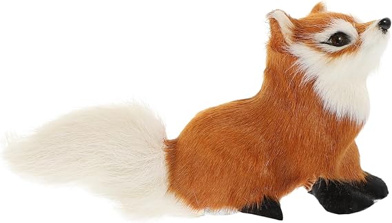 simulation fox toy, animal sculpture, realistic plush fox, fox action figure toy, realistic fox toy, plush mini fox model, cute