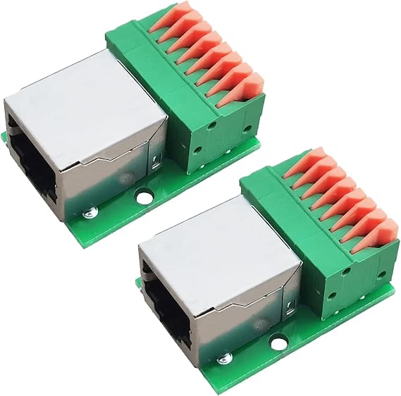 2PCS RJ45 Ethernet Connect Terminal - RJ45 8P8C Female to 8Pin Adapter Terminal Breakout, Quick Press Type Solderless Network Interface Connector with PCB Board
