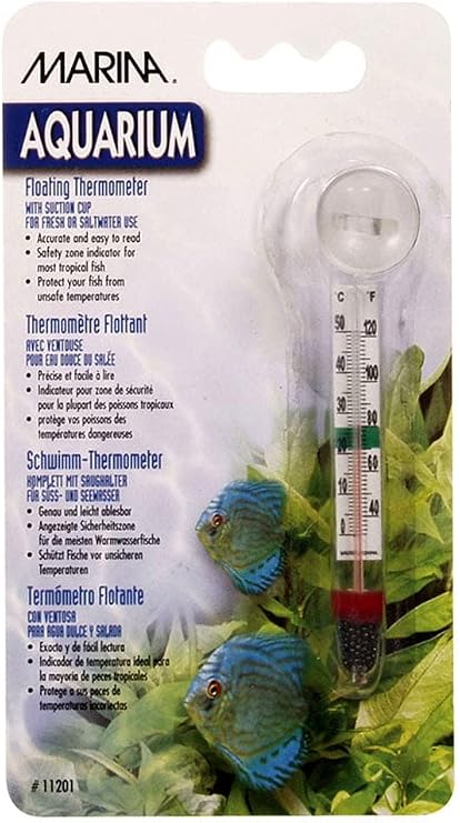 Marina Floating Thermometer for Betta Fish Tank with Suction Cup | Aquarium Thermometer, 11201A1