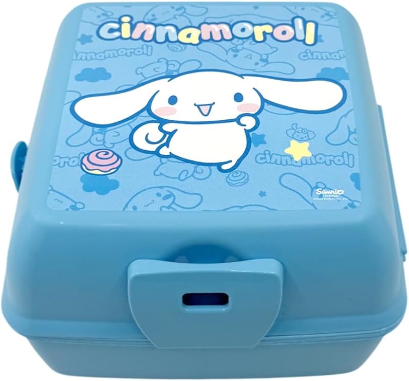 Wiggle Cinnamoroll Temalı Lisanslı 4 Bölmeli Plastik Çocuk Beslenme Kutusu - Yemek Saklama Kabı Kaşık ve Çatallı