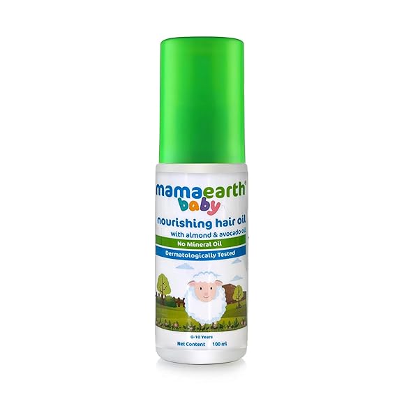 MAMAEARTH Baby Nourishing Hair Oil with Almond & Avocado Oil 3.38 Fl Oz 100ml