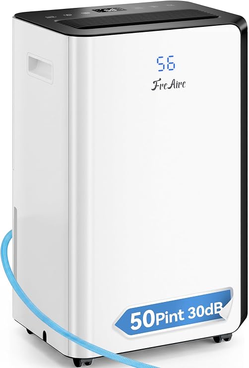 FreAire 54Pint Quiet Dehumidifier for 4500Sq.Ft With 3.3Ft Drain Hose