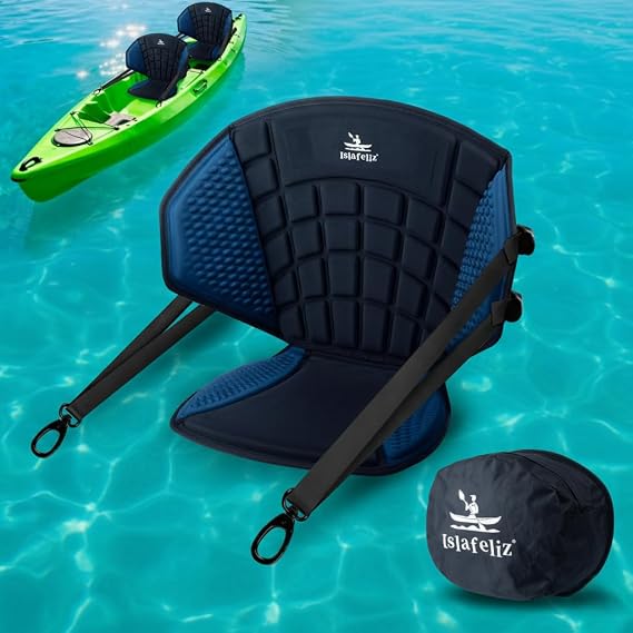Upgraded Kayak Seat with Back Support & Enhanced Side Support, Universal Folding Paddle Board Seat for Inflatable Kayak, Canoe, SUP, Fishing Boat