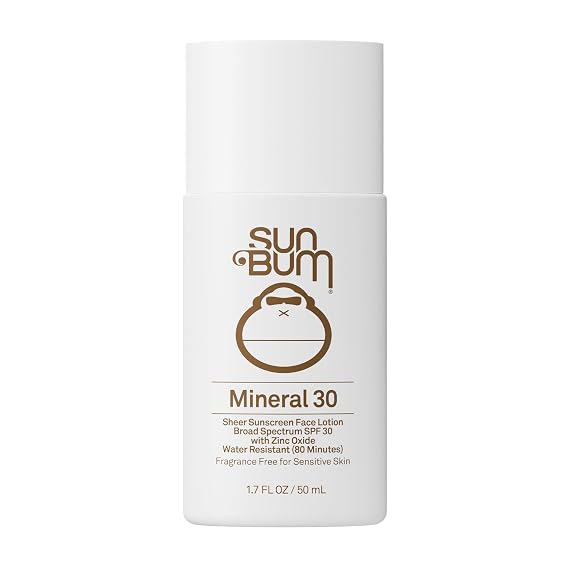 Sun Bum Mineral SPF 30 Face Sunscreen Lotion - Travel Size, 1.7 oz | Broad Spectrum, Fragrance Free Moisturizing Facial Sunscreen, Hawaii 104 Act Compliant (Without Octinoxate & Oxybenzone)