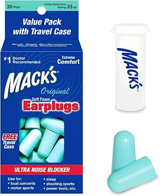 Macks Original Soft Foam Earplugs, 30 Pair - 33dB Highest NRR, Comfortable Ear Plugs for Sleeping, Snoring, Work, Travel & Loud Events | Made in USA