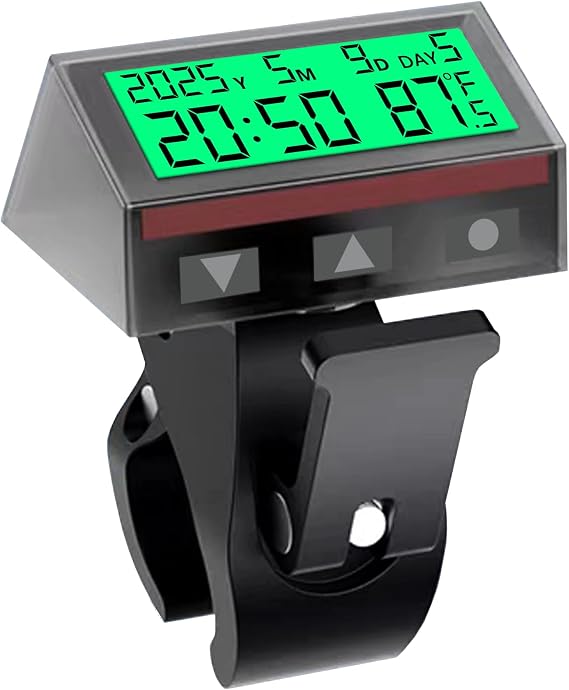 Timloon 7/8"-12/8" Handlebar Bicycle Clock, Smart Solar Power Clock with Auto Night Backlight, Temperature, 12/24 Hour Format Time, Calendar for Motorcycles, ATV, Car, Truck
