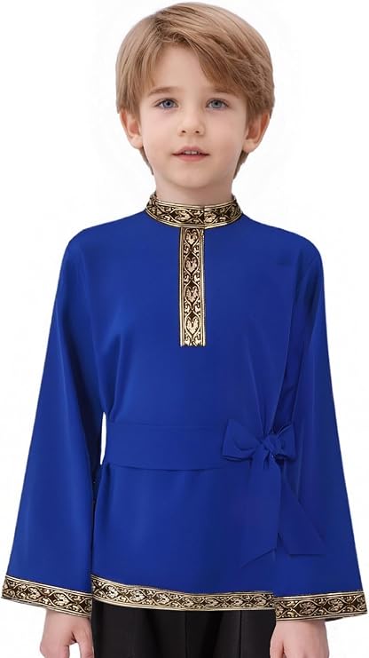 Boys Russian Traditional Costume Russian Long Sleeve Shirt for Halloween Cosplay
