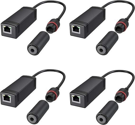 4pcs 48v to 24-Volt Converter, 48V Power Over Ethernet Adapter Convert to 24V POE Adapter for Surveillance Camera, CCTV Cameras, IP Cameras, and Wireless AP Wireless Bridge