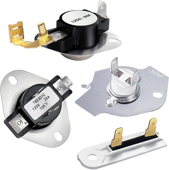 2026 UPGRADE 3392519 Dryer Thermal Fuse 3387134 Cycling Thermostat 3977393 Thermal Cut-off Switch 3977767 High Limit Thermostat Kit - For Whirlpool Kenmore Maytag Dryer by Beaquicy