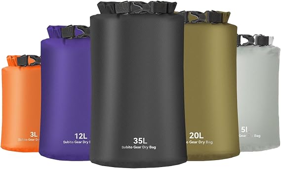 Ultralight Dry Bag, Ultralight Dry Sacks - Lightwight Roll-Top Compression Sack - for dry storage and organizing when backpacking, bike touring, or travelling (5L Gray)