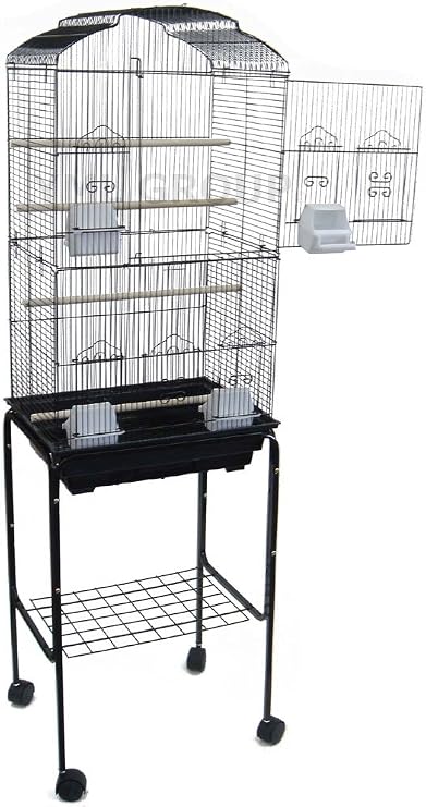 YML 6804 Tall Bird Cage with Rolling Wheeled Stand for Lovebirds, Parakeets, Parrot, and Cockatiels