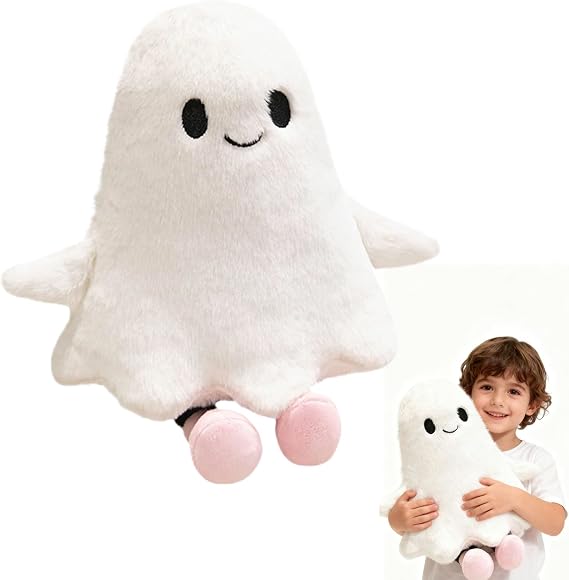 Halloween Ghost Plush Toy, 11.8 Inch Halloween Ghost Pillow, Cute White Ghosts Halloweens Stuffed Animal Toy, Soft Ghosts Cushion With Leg, Figure Decoration Doll For Bed Sofa Cabinets Stairs