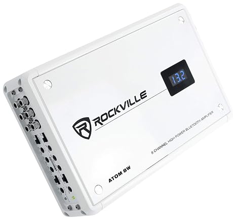 Rockville Atom 8W White 8-Channel Marine/Boat Amplifier Amp