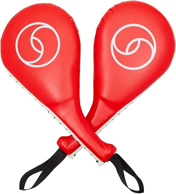 Juvale Taekwondo Kick Pad - Red, 15 x 2.5 x 7.5 in, 2 Pack - Martial Arts Training Equipment & Taekwondo Sparring Gear - Karate & Kickboxing Pads with Wrist Straps & Impact Boards