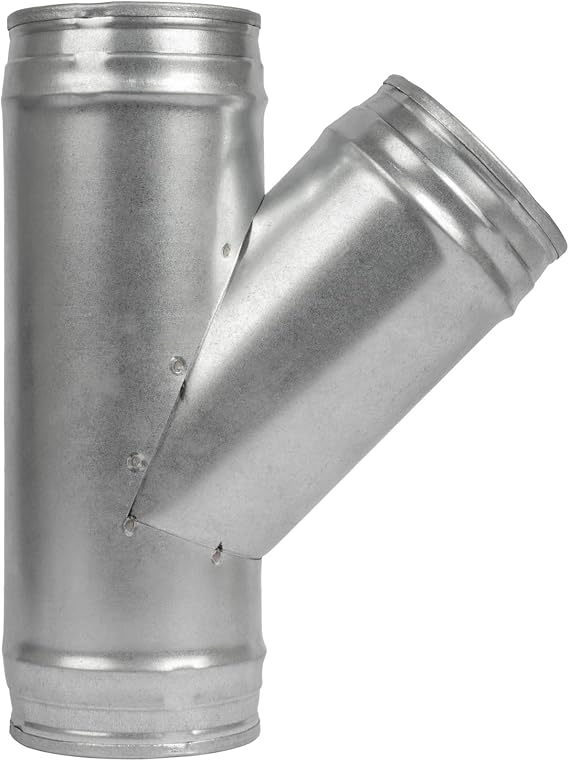 Repa Market 4'' Inch Duct Splitter to 45 Degree 4" Inch Branch for Exhaust Fan Dryer Vent Hose - 3 Way Duct Hose Connector Wye Shape Ducting Adapter 4x4x4 Splitter - Plain Spiral Duct Connector