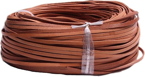21yard Genuine Leather Strip String Cord Flat Leather Braiding String Rope for Jewelry Making Necklace,Bracelets,Shoe Lace,Bag Straps,DIY Projects (3mm,Light Brown)