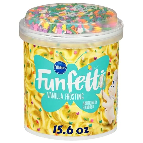 Pillsbury Funfetti Frosting - Gluten-Free Vanilla Frosting with Sprinkles for Cake and Cupcakes - Perfect for Holidays, Birthdays, and Any Occasion - 15.6oz