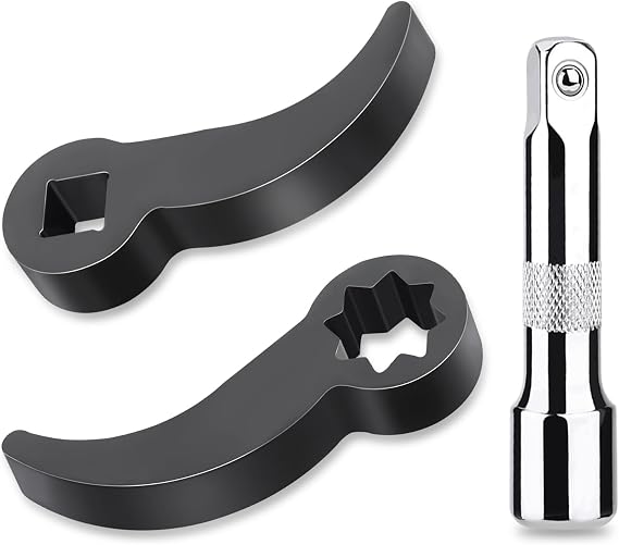 3 Pcs Pry Bar Wrench Adaptor Head, Crowbar Adapter Head Tool with 3/8" Extension Bar, Half Shaft Removal Tools, Pry Bar Ratchet Adapter for Tight Spaces, 1/2" 8pt Square + 3/8" Square Drive
