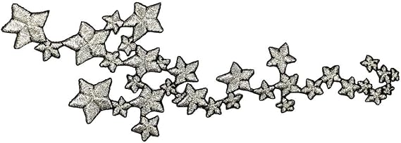 ID 5137 Silver Stars Cluster Patch Shooting Night Embroidered Iron On Applique