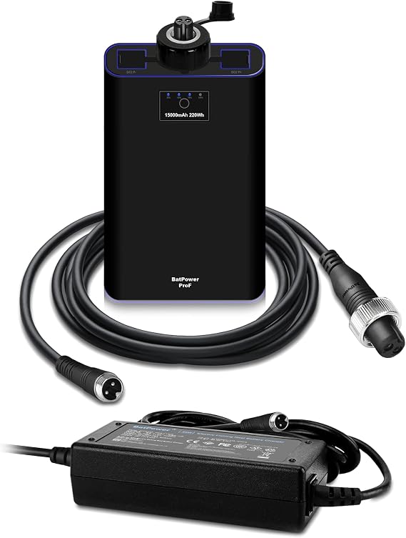 BatPower ProB 15Ah/220Wh Electric Reel Battery for Daiwa Seaborg 1200MJ 1200J 800MJ 800J 1200 800 Electric Fishing Reels Marine Power 3000 Reel Power Assist Reel Battery with New Super Mega Cord 6.6FT