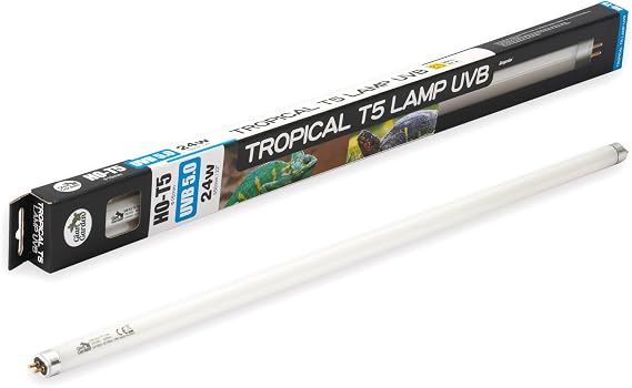 UVB Reptile Light Fluorescent Tube 5.0 24W T5 UV-5052 Great for Chameleon, Turtle, Lizard and More Rainforest Rub Tiles