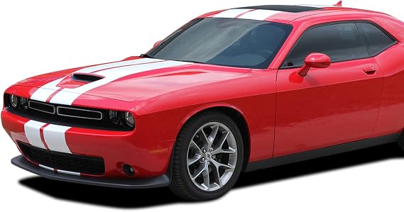 Full line Stripe Graphics Stickers Decals Compatible with Dodge Challenger (White)