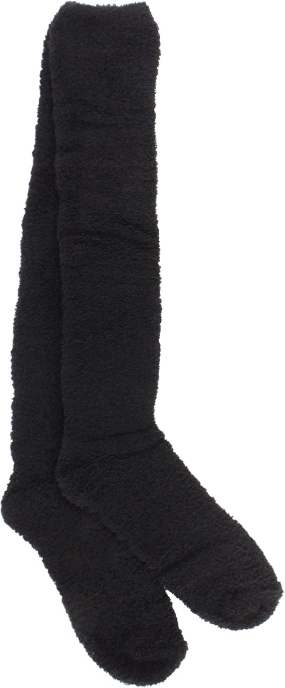 BambooMN Women's Fuzzy Knee High Socks - Polka Dots and Solid Colors - 2 Sizes - 1 Pair Pack