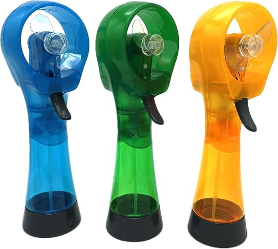 BJPEY Water Misting Fans Portable Personal Handheld Spray Fan Cooling Outdoor Cooler, Pack of 3 (Blue/Green/Yellow)