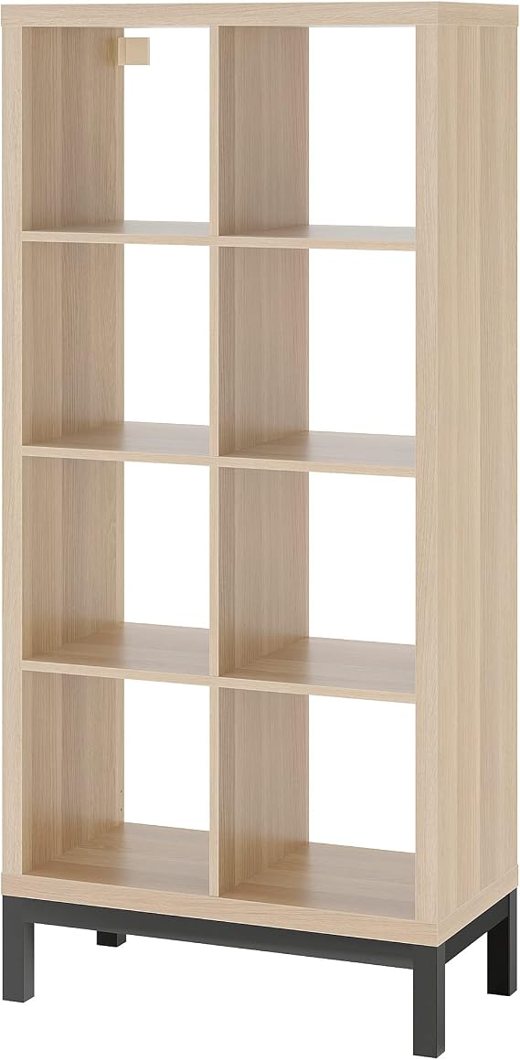 IKEA KALLAX Shelving Unit with underframe, 77x164 cm, White Stained Oak Effect/Black