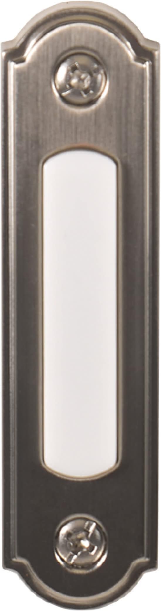 Newhouse Hardware LED Lighted Metal Door Chime Push Button (Satin Nickel) | Surface Mount Lighted Door Bell Button | Replacement Wired Doorbell Button for Most Door Bell Chimes