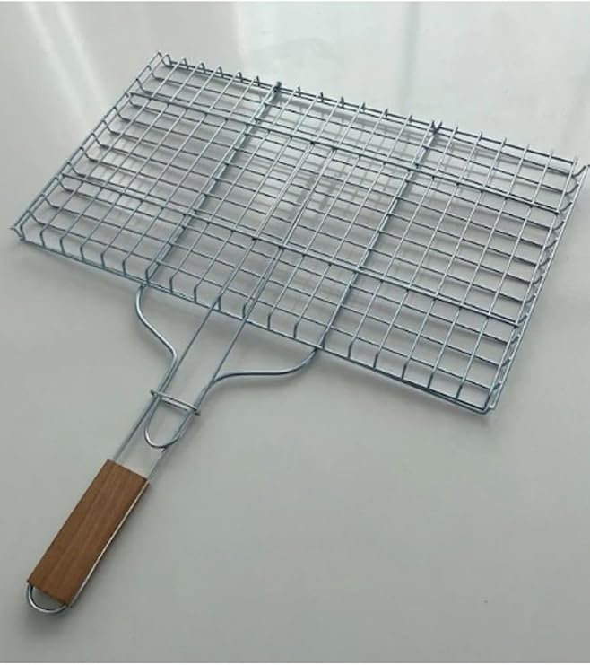 Mobilreyon Grill 32X42 Cm, Tree Handle Wire Grill, Camping Barbecue, Meat - Fish - Chicken Wing