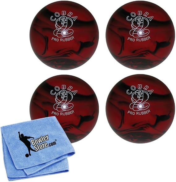 EPCO Candlepin Bowling Balls - Cobra Pro Rubber - Red & Black (4 1/2 inch- 2lbs. 7oz.) 4 Balls