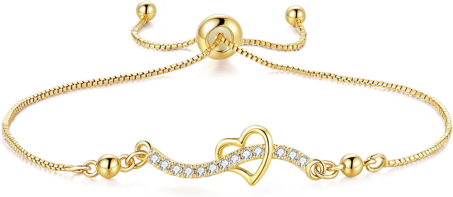Tennis Bracelets for Women, 18K Gold Plated Classic Gold Bracelet, Lightweight Gold Tennis Bangle Bracelets with Cubic Zirconia