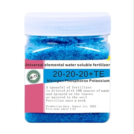 General Purpose 20-20-20 Nitrogen Phosphorus and Potassium Elemental Universal Water Soluble Flower Plant Fertilizer Fruits Vegetables to Promote Plant Rooting Germination Flowering and Fruiting