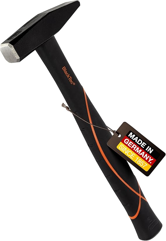 Picard Riveting Hammer BlackTec 300g - German Pattern, Cross Peen, Alloy Steel Head, Black Powder Coated, Low Vibration, Fiberglass Core Handle, Rubber Grip, 0032700-0300