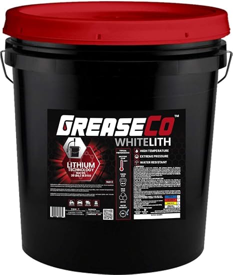 White Lithium Grease Bucket Pail | Garage Door Lubricant | Automotive Greases & Lubricants | Door Hinge | Eliptical Grease | Trailer | Hitch Ball Lubricant | 5 Gallon | 35 LB | NLGI 2 | Whitelith