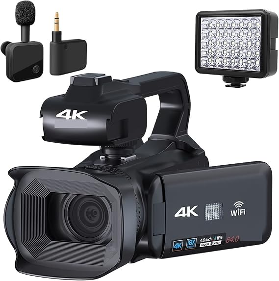 Digital Camera Digital Camera 18X Digital Vlog Camcorder 4K Professional Video Camera Stream Webcam Auto Focus 64MP Photo Recorder Time Lapse Easy to Use Zoom School Trip Student Beginner Set 128G SD