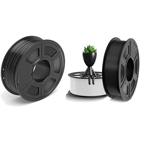 TECBEARS PLA 3D Printer Filament Black 1KG and PETG Filament Black and White 1KG*2