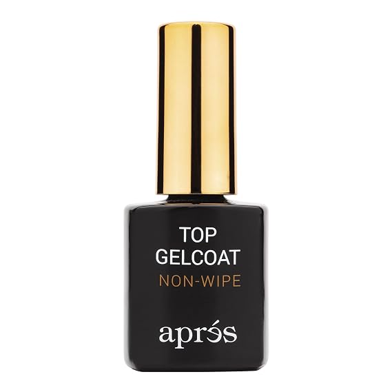 APRES Non-Wipe Glossy Top Gelcoat 15ml | HEMA & TPO-Free Gel Nail Polish Soak Off Top Coat Glossy Finish