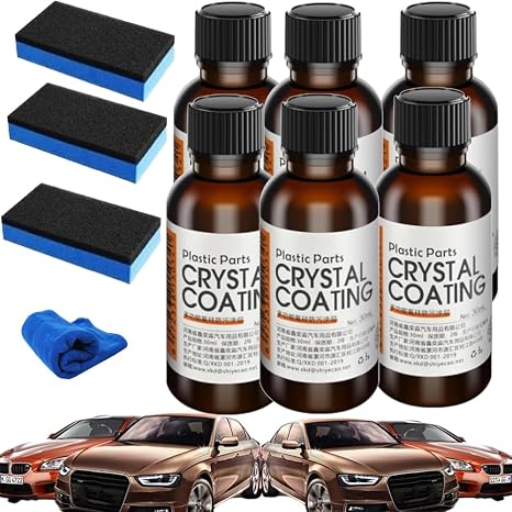 Crystal Coating for Car Plastic Parts - Car Plastic Plating Refurbishing Agent,car Plastics Restorer Black,Nano Crystal Coating Agent,for DIY, Automotive, Models, Easy to Use (6PCS)