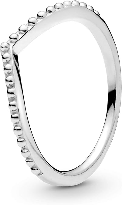 PANDORA Beaded Wishbone Ring - Rose Gold Ring for Women - Layering or Stackable Ring - Gift for Her - 14k Rose Gold-Plated Rose